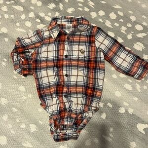 Just one you made by carters orange and blue plaid button down onesie